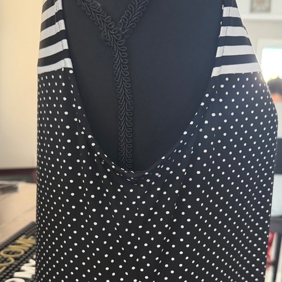 MSK Black and White Striped Polka Dot Midi Dress - Picture 4 of 8